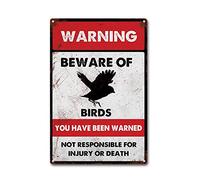 LIUAXICIA Targa in latta con scritta "Beware of Birds" per garage, bar, ristorante, casa, barbecue, 20,3 x 30,5 cm