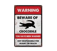 LIUAXICIA Targa in latta con scritta "Beware of Crocodille", stile vintage, decorazione da parete, 20 x 30 cm
