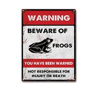 LIUAXICIA Targa in latta con scritta "Beware of Frogs", decorazione vintage da parete, 30,5 x 40,6 cm