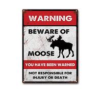 LIUAXICIA Targa in latta con scritta "Beware of Moose" in stile vintage, decorazione da parete, 30,5 x 40,6 cm