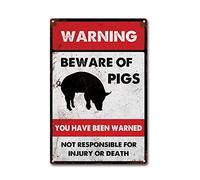 LIUAXICIA Targa in latta con scritta "Beware of Pigs", per garage, bar, ristorante, casa, barbecue, 20 x 30 cm