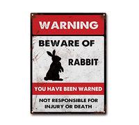 LIUAXICIA Targa in latta con scritta "Beware of Rabbit " (lingua italiana non garantita), per casa, bar, caffetteria, decorazione da parete, 30,5 x 40,6 cm