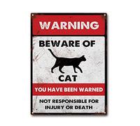 LIUAXICIA Targa in latta con scritta in lingua inglese "Beware of Cats", stile vintage, 30,5 x 40,6 cm