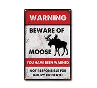 LIUAXICIA Targa in latta con scritta in lingua inglese "Beware of Moose" (lingua italiana non garantita)