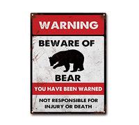 LIUAXICIA Targa in metallo con scritta "Beware of Bear", stile vintage, per bar, grotta, patio, decorazione da parete, 30,5 x 40,6 cm