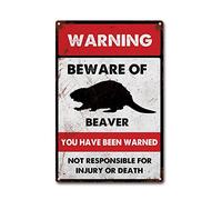 LIUAXICIA Targa in metallo con scritta "Beware of Beaver", per casa, bar, caffè, cucina, decorazione da parete, 20,3 x 30,5 cm