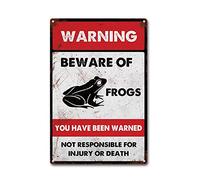 LIUAXICIA Targa in metallo con scritta "Beware of Frogs", decorazione vintage da parete, 20,3 x 30,5 cm