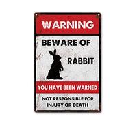 LIUAXICIA Targa in metallo con scritta "Beware of Rabbit " (lingua italiana non garantita), per bar e casa, decorazione da parete, 20,3 x 30,5 cm