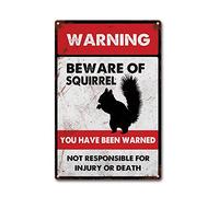 LIUAXICIA Targa in metallo con scritta "Beware of Squirrel", decorazione da parete per bar, 20 x 30 cm
