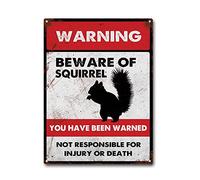 LIUAXICIA Targa in metallo con scritta "Beware of Squirrel", per casa, bar, caffè, cucina, decorazione da parete, 30,5 x 40,6 cm