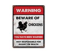 LIUAXICIA Targa in metallo con scritta in inglese "Beware of Chickens", per la casa, decorazione da parete, 30,5 x 40,6 cm