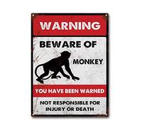 LIUAXICIA Targa in metallo con scritta in inglese "Beware of Monkey", cartello per la casa, decorazione da parete, 30,5 x 40,6 cm