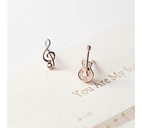LIUBAOBEI Orecchini da Donna,Orecchino A Bottone con Note di Chitarra Asimmetriche in Argento Sterling 925 per Le Donne Gioielli Minimalisti da Sposa-Rose_Gold