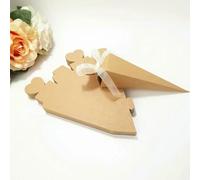 LIUBI Cono per Gelato a Forma di Cono, Regalo, Carta Bianca, Nastro, Caramelle, bomboniere, Confezione per Torta al Cioccolato, 20/50/100 Pezzi