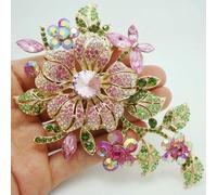 LIUBI Delicato Rosa zircone Fiore Rosa Grande Spilla Donne Costume Vestito Spille Ragazze Festa Matrimonio Accessori