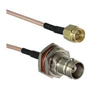 LIUCH Cavo RG316 BNC a BNC SMA Maschio e Femmina Jack Passante e connettore ad Angolo retto RF coassiale Jumper Pigtail Dritto 6 Pollici ~ 10 m(BNC F Nut to SMA M,10inch (25CM))