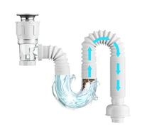 LIUCH Set di tubi di scarico antiodore Flip Top, filtro deodorante retrattile for lavello da cucina, tubo di scarico flessibile anti-intasamento for bagno(White)