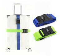 liuchanghe 2 Pezzi Cinghie per Valigie, Cinghie per Bagagli Regolabili con Etichetta (Blu, Verde)