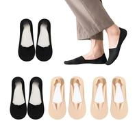 liuchanghe 4 Paia Calzini Fantasmini Donna, Calzini Invisibili Donna, per Tacchi Alti, Scarpe da Barca, Sneaker, 35-38 (Nudo + Nero)