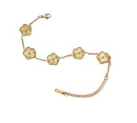 LIUCHUCHU Bracciale Donna 1 bracciale da donna con fiori bifacciali, in acciaio inossidabile, placcato oro(Gold-color)