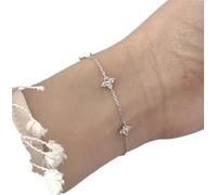 LIUCHUCHU Bracciale Donna 1 pz Braccialetti Stellati in Argento da Donna, Catene Regolabili for Pendolari, Gioielli(White gold)