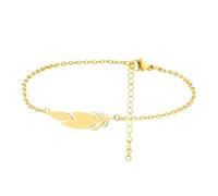 LIUCHUCHU Bracciale Donna 2 pezzi braccialetti in acciaio inossidabile, catene con ciondolo a forma di piuma, semplici e classici, da donna