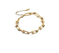 LIUCHUCHU Bracciale Donna Bracciale rigido a ferro di cavallo a forma U in acciaio inossidabile, colore oro, da donna