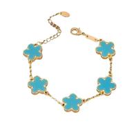 LIUCHUCHU Bracciale Donna Braccialetto regolabile da donna con cinque foglie e due lati di piante(Baby blue)