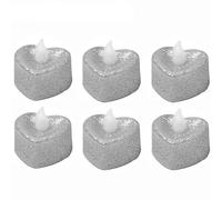 LIUCHUCHU Candele Led Luce romantica a forma di cuore a a lume candela a LED for il matrimonio San Valentino(6 PCS,Silver)