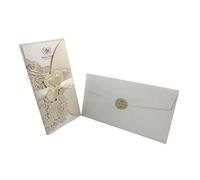 LIUCHUCHU Inviti Matrimonio 4 Pezzi Oro Bianco Rosso Invito Matrimonio Biglietto Di Auguri Rosa Amore Cuore Personalizzabile Con Nastro Forniture For Feste(One Set Gold)