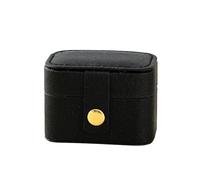 LIUCHUCHU Portagioie Donna Portagioie portatile piccolo da viaggio, semplice, mini scatola in pelle, portaorecchini e collane(Noir)