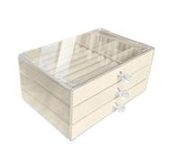 LIUCHUCHU Portagioie Donna Scatola portagioie con 3 cassetti impilabili for orecchini, collane e bracciali(Beige)