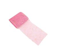 LIUCHUCHU Tulle 2 Pezzi 5 Metri Rotolo di Tulle con Paillettes e Glitter Dorati, Tessuto in a Rete Stelle, Accessori for Cucire, Decorazione for Feste Compleanno Matrimonio(Rose Red)