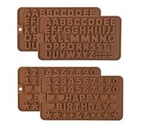 LIUCONGBD 4 Pezzi Stampo in Silicone per Cioccolato, Stampo in Silicone a Forma con Lettere A-Z e Numeri 0-9, Stampi per Dolci, Biscotti e Decorazioni Torte, Facili da Usare e Lavare