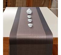 LIUDAN Runner da tavola in PVC Marrone, tovaglia per Interni ed Esterni per cene in Famiglia, Posto per 4-6 Persone (Dimensioni: 30×180 cm)