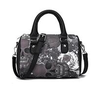 liuduo Borsa a tracolla da donna, con stampa di teschio, con ossa di scheletro, in poliuretano, con manico superiore, piccola borsa a tracolla, per lavoro e viaggi, grigio, 230*160*130mm