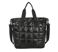 liuduo Borsa a tracolla imbottita in nylon da donna, con cerniera, grande capacità, nero, 23CM*15CM*8CM