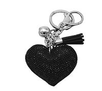 liuduo Romantico abbagliante strass amore cuore ciondolo frangia portachiavi portachiavi (nero)