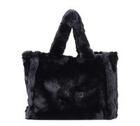 liuduo Tote in pelliccia sintetica Tinta unita Autunno Inverno Borse con manici Morbida e calda Moda Portatile Semplice Casual for le vacanze del fine settimana (L Nero)