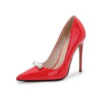 LIUGUISUOCHBH Tacchi Alti da 12 cm/4,72 Pollici per Donna | Eleganti décolleté a Punta Slip-on per Matrimoni, Occasioni Nuziali, Balli in Maschera,Rosso,40 EU