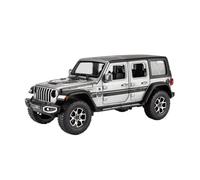 LIUHAN 1:22 per Wrangler per Rubicon Hustler Alloy Toys Modello di auto pressofuso con portiere aperte, suono, luce, tira indietro (batterie non incluse)(Silvery)