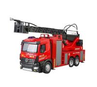 LIUHAN Grande camion dei pompieri in lega, modello pressofuso in scala 1:18, con suono e luce, batteria non inclusa(Ladder fire truck)