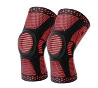 LIUHLFSR 2Pcs Sport Compression Knee Support Brace Patella Protector Knitted Silicone Spring LegPad Per Sport(Red-2Pcs,XL)