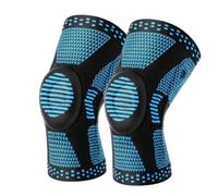 LIUHLFSR 2Pcs Sport Compression Knee Support Brace Patella Protector Knitted Silicone Spring LegPad Per Sport(Blue-2Pcs,L)