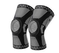 LIUHLFSR 2Pcs Sport Compression Knee Support Brace Patella Protector Knitted Silicone Spring LegPad Per Sport(Black-2Pcs,XXL)