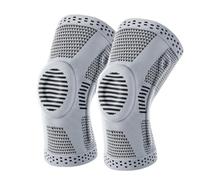 LIUHLFSR 2Pcs Sport Compression Knee Support Brace Patella Protector Knitted Silicone Spring LegPad Per Sport(Grey-2Pcs,XXL)