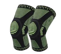 LIUHLFSR 2Pcs Sport Compression Knee Support Brace Patella Protector Knitted Silicone Spring LegPad Per Sport(Green-2Pcs,L)