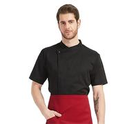 LIUHLFSR Camicia da Cuoco a Maniche Corte, Unisex, for Hotel e ristoranti, for Uomo Donna, Abbigliamento Cucina, Pasticceria Cameriere per Cucine, Ristoranti, Hotel(Red,4XL)