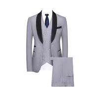LIUHLFSR Completo da Uomo a Tre Pezzi, Giacca, Gilet e Pantaloni, Smoking Cerimonia, Slim Fit, Formale, Lavoro per Gli Uomini(Grey,XL)