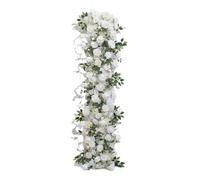 LIUHLFSR Corridore artificiale di fiori in fila, disposizione di nozze, prop, runner da tavolo, decorazione floreale for feste ed eventi per Decorazioni da Nozze(White,45x200cm)